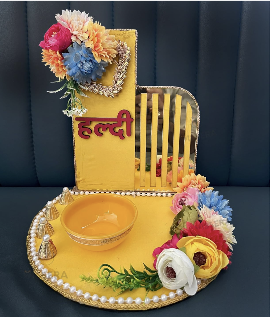Handcrafted Haldi Plate for Haldi Ceremony  Traditional Haldi Thali for Haldi Function