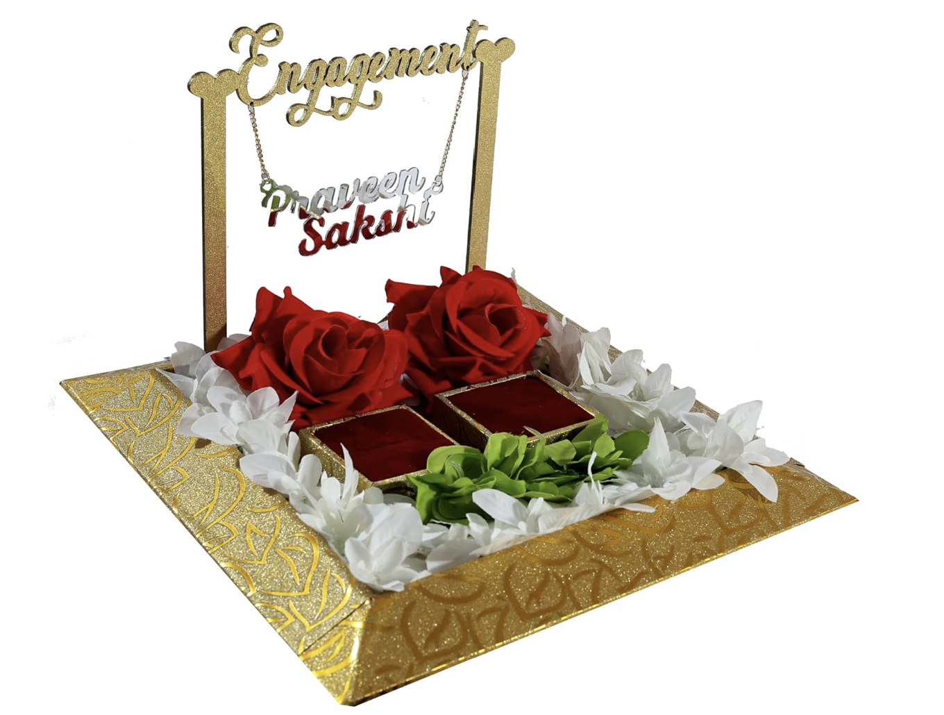 The Bride Made Personalized MDF Ring Holder with Hanging Name/Decorative Tray/Engagement