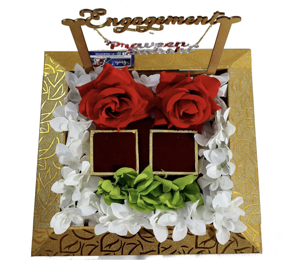 The Bride Made Personalized MDF Ring Holder with Hanging Name/Decorative Tray/Engagement