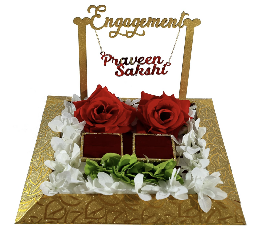 The Bride Made Personalized MDF Ring Holder with Hanging Name/Decorative Tray/Engagement