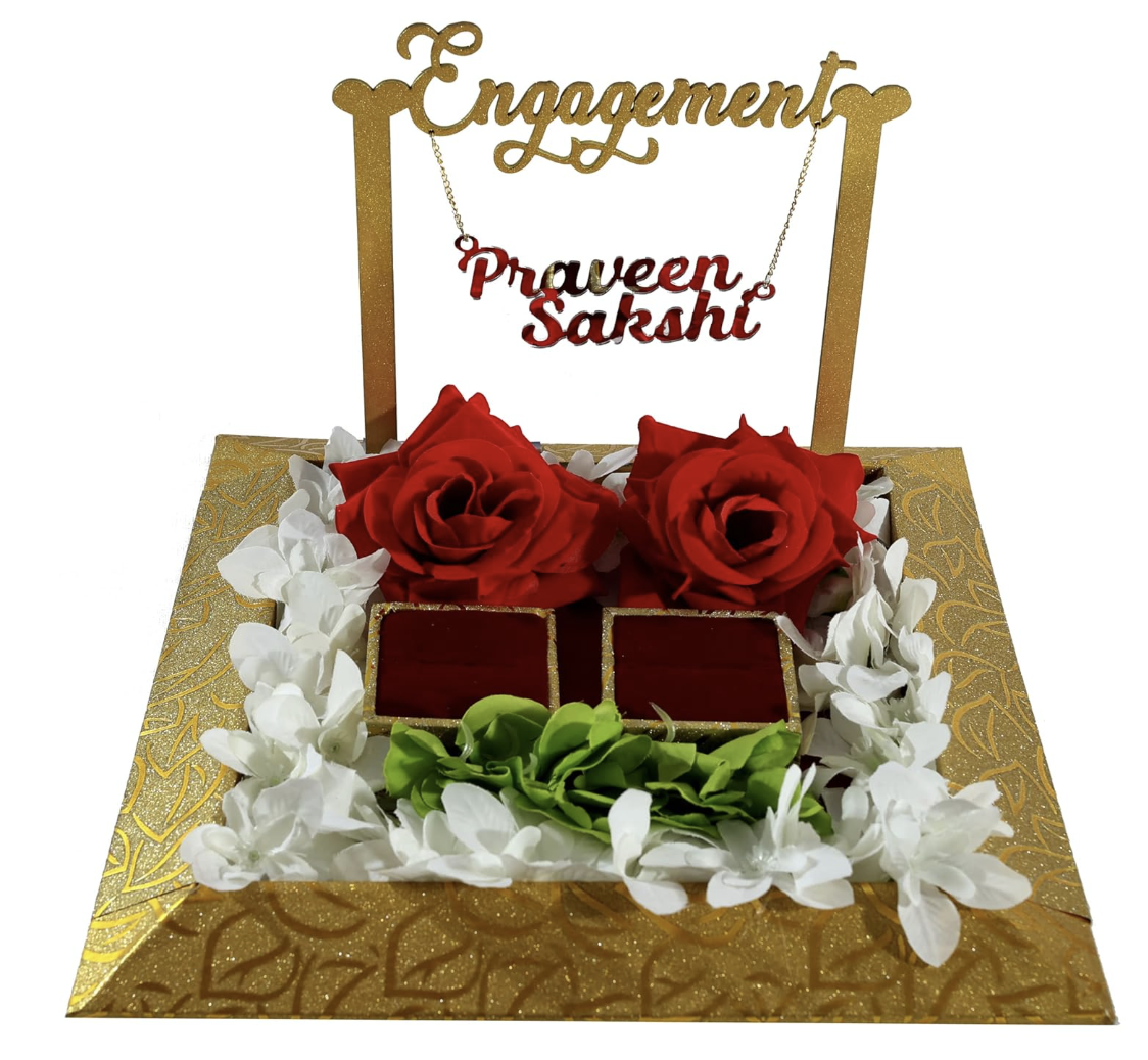 The Bride Made Personalized MDF Ring Holder with Hanging Name/Decorative Tray/Engagement