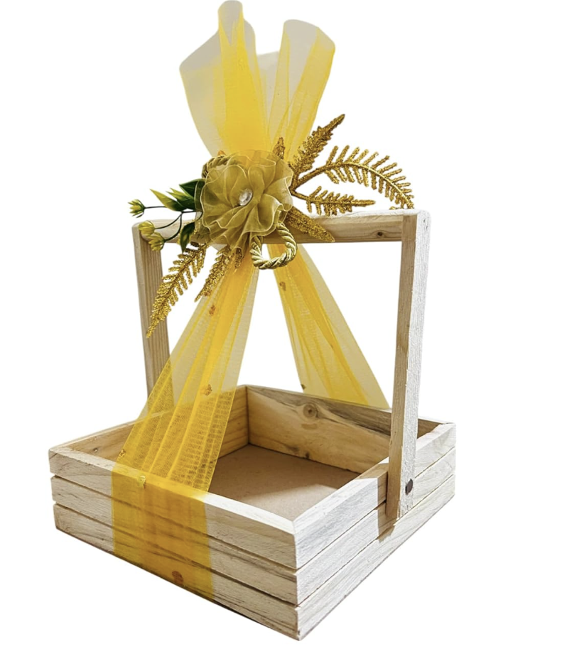 Small Size Pine Wood Empty Gift Hamper Basket MDF Base.