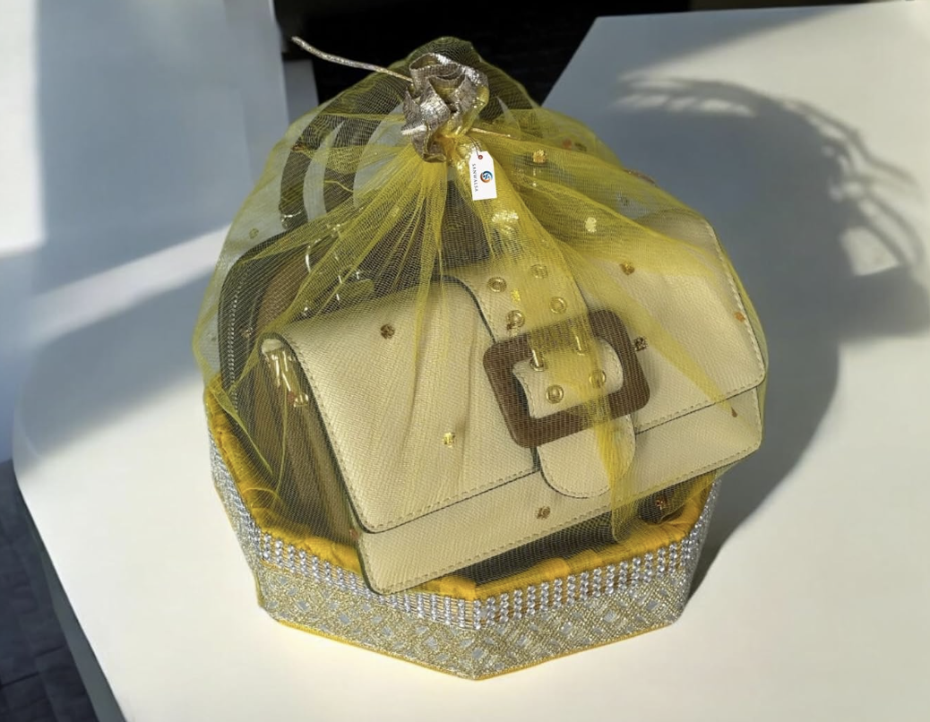 MDF Base Designer Gift Hamper Packaging Baskets with Net Cover, Gift Hamper
