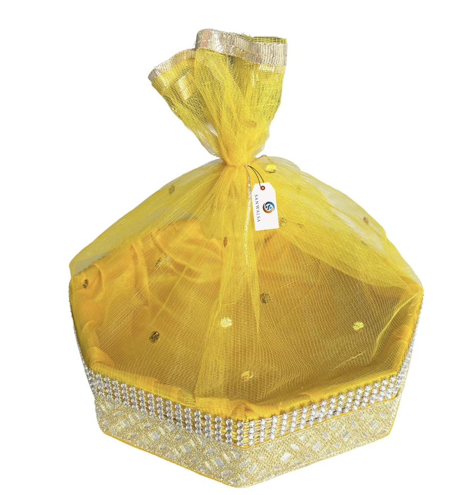 MDF Base Designer Gift Hamper Packaging Baskets with Net Cover, Gift Hamper