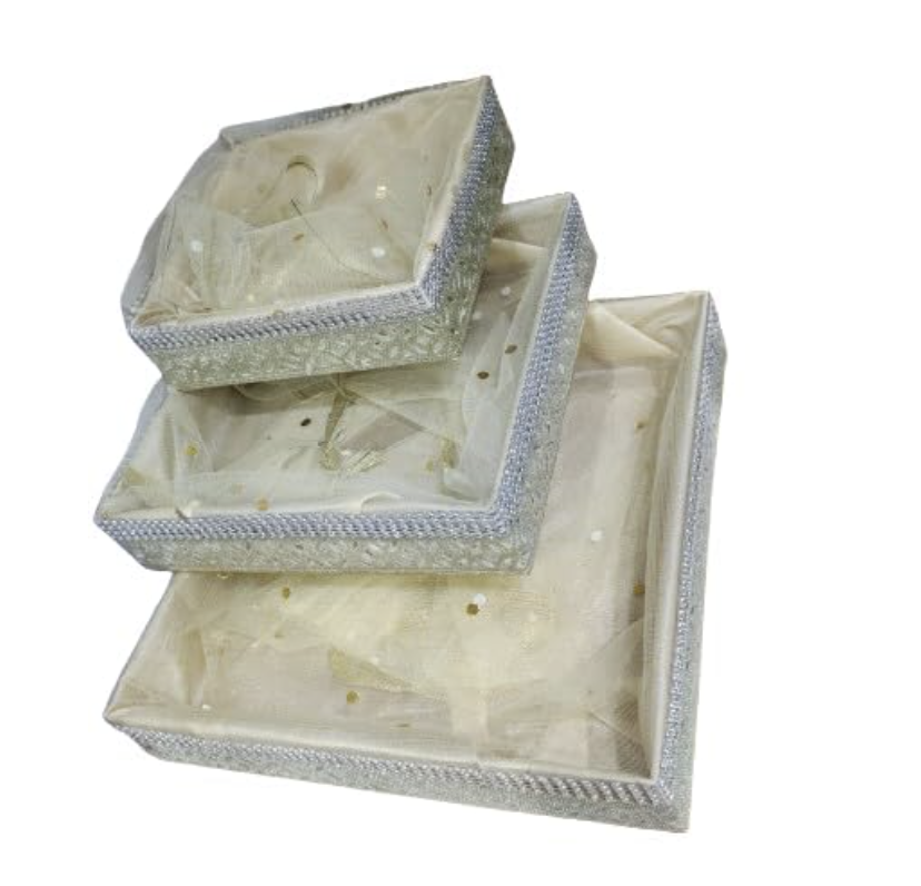 Pack of 3 Set Gift Organizer Baskets, Dry Fruit Gifting Box, Wedding Hamper Trays & Baby Shower