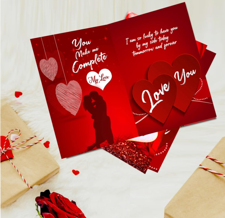 Midiron Romantic Gift For Couple Valentines Day Gift For Wife,Girlfriend,Lover, Birthday Gifts For Lover-Chocolate Bars, Artificial Red Rose & Love Greeting Card
