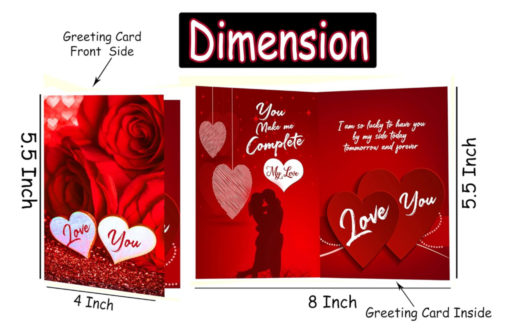 Midiron Romantic Gift For Couple Valentines Day Gift For Wife,Girlfriend,Lover, Birthday Gifts For Lover-Chocolate Bars, Artificial Red Rose & Love Greeting Card