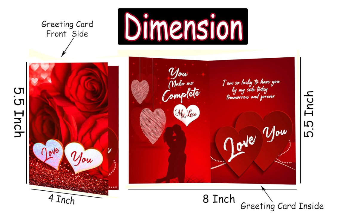 Midiron Romantic Gift For Couple Valentines Day Gift For Wife,Girlfriend,Lover, Birthday Gifts For Lover-Chocolate Bars, Artificial Red Rose & Love Greeting Card