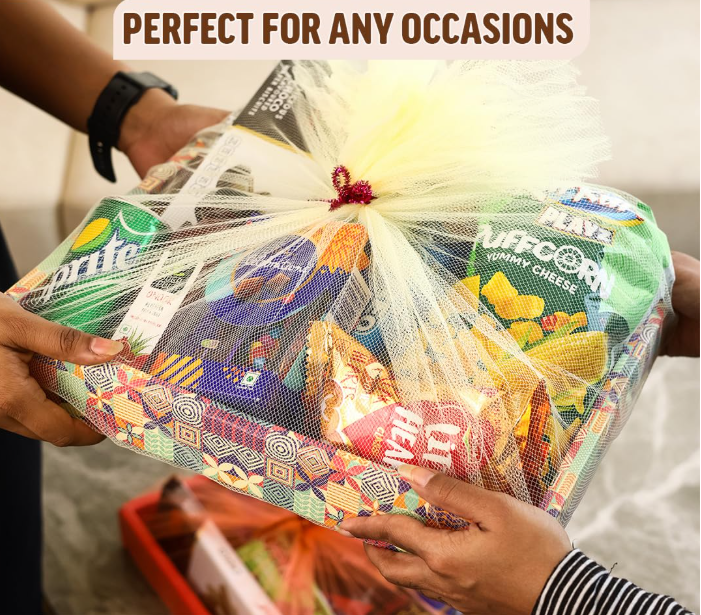 Gift Box - Birthday Gift Packing Box For Women - Decorative Folding Paper Gift Hamper Empty - Dyi Gift Packs With Tie Ribbons And Nets
